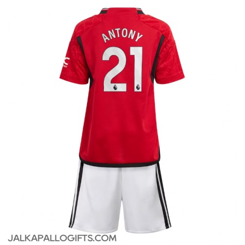 Manchester United Antony #21 Koti Peliasu Lasten 2023-24 Lyhythihainen (+ Lyhyet housut)